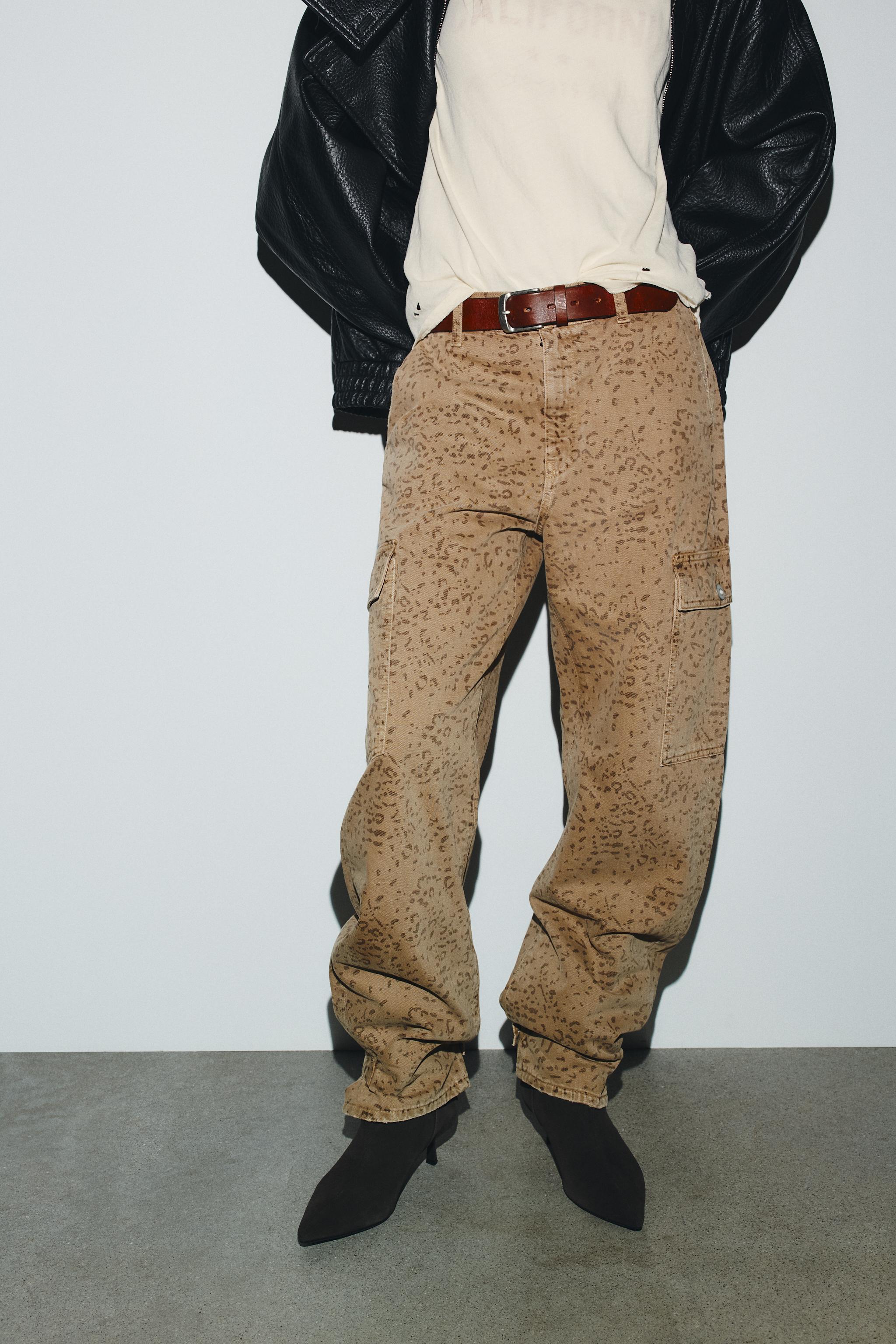 TRF BAGGY BALLOON ANIMAL PRINT JEANS